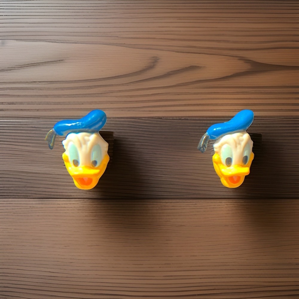 Vintage Disney DONALD DUCK Plastic Pierced Earrings Small Studs Disneyana